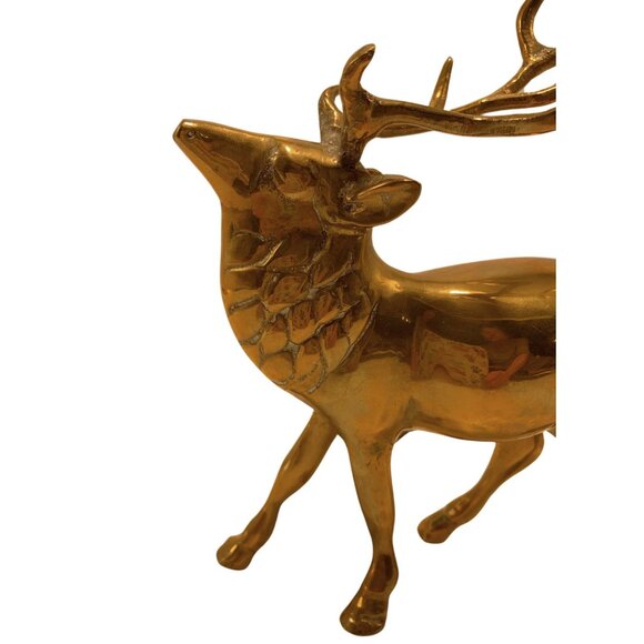 Vintage Brass Stag Deer Elk Reindeer Figurine Sculpture Decoration Collectible - Picture 7 of 8